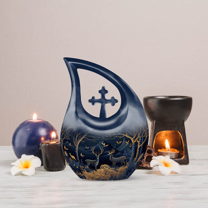 10-inch Deer Foreground Moon Urn