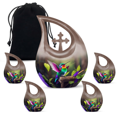 Hummingbird Themed, Cross Drop Design Custom Urn 