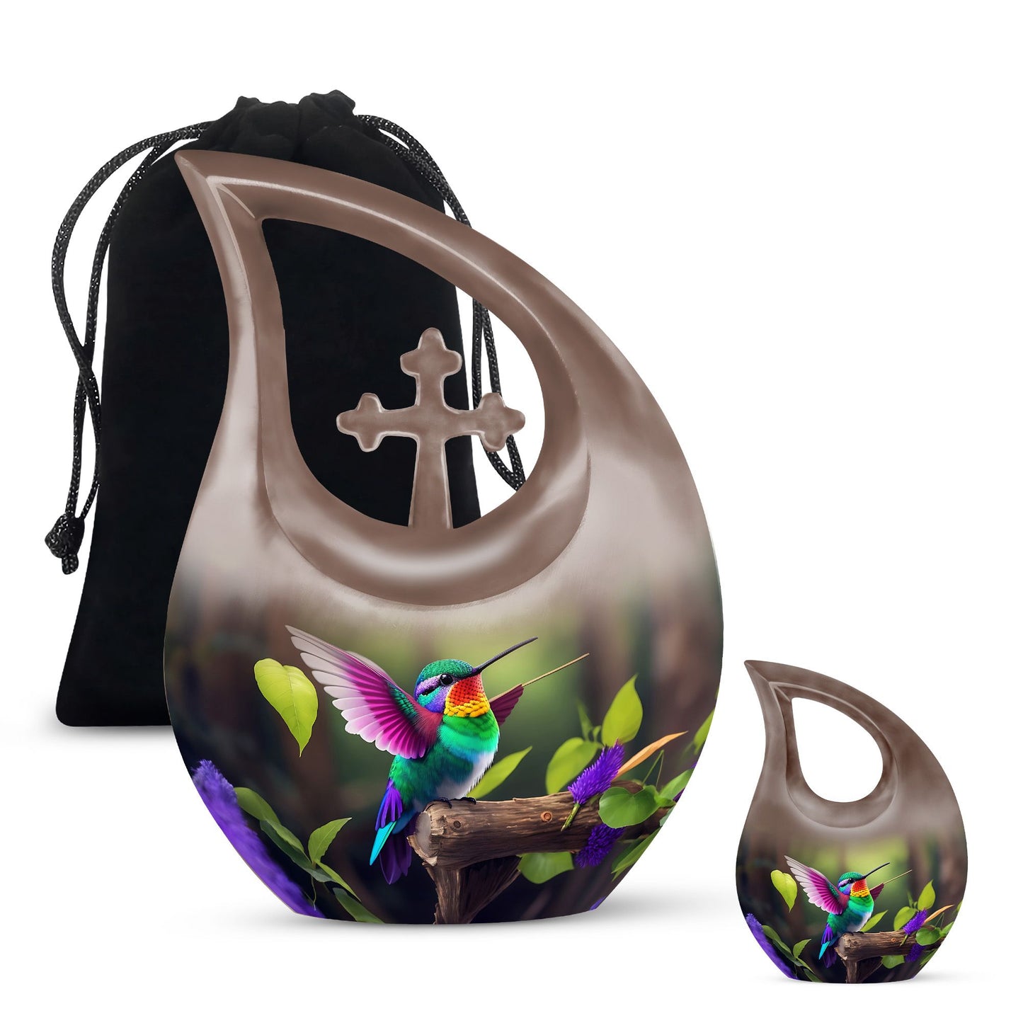 Hummingbird Themed, Cross Drop Design Custom Urn 