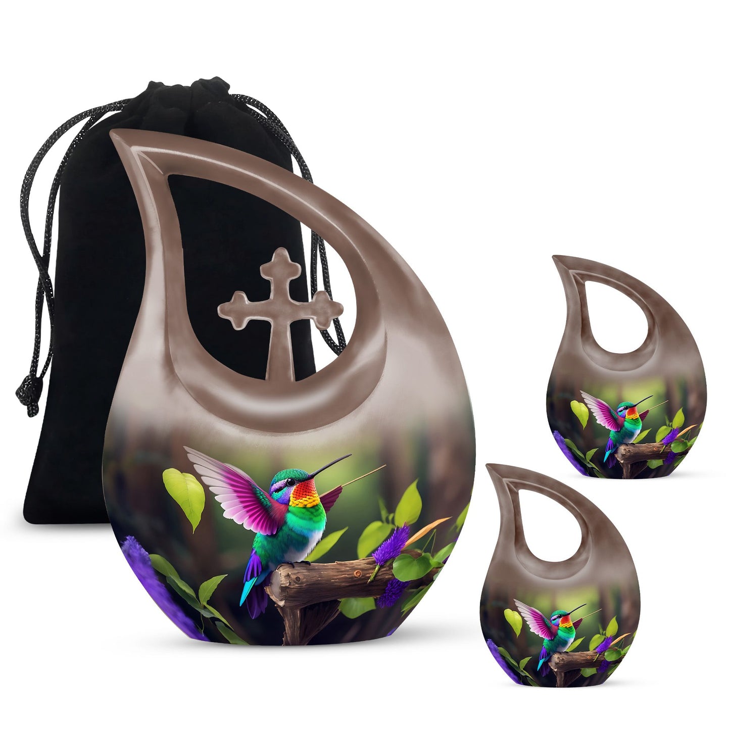 Hummingbird Themed, Cross Drop Design Custom Urn 