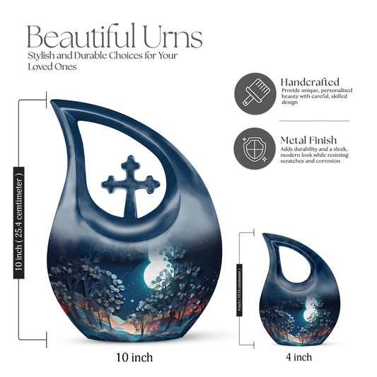 10-inch aluminium Cross Drop design urn