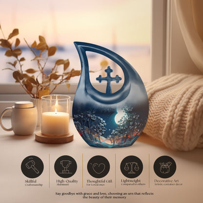 10-inch aluminium Cross Drop design urn