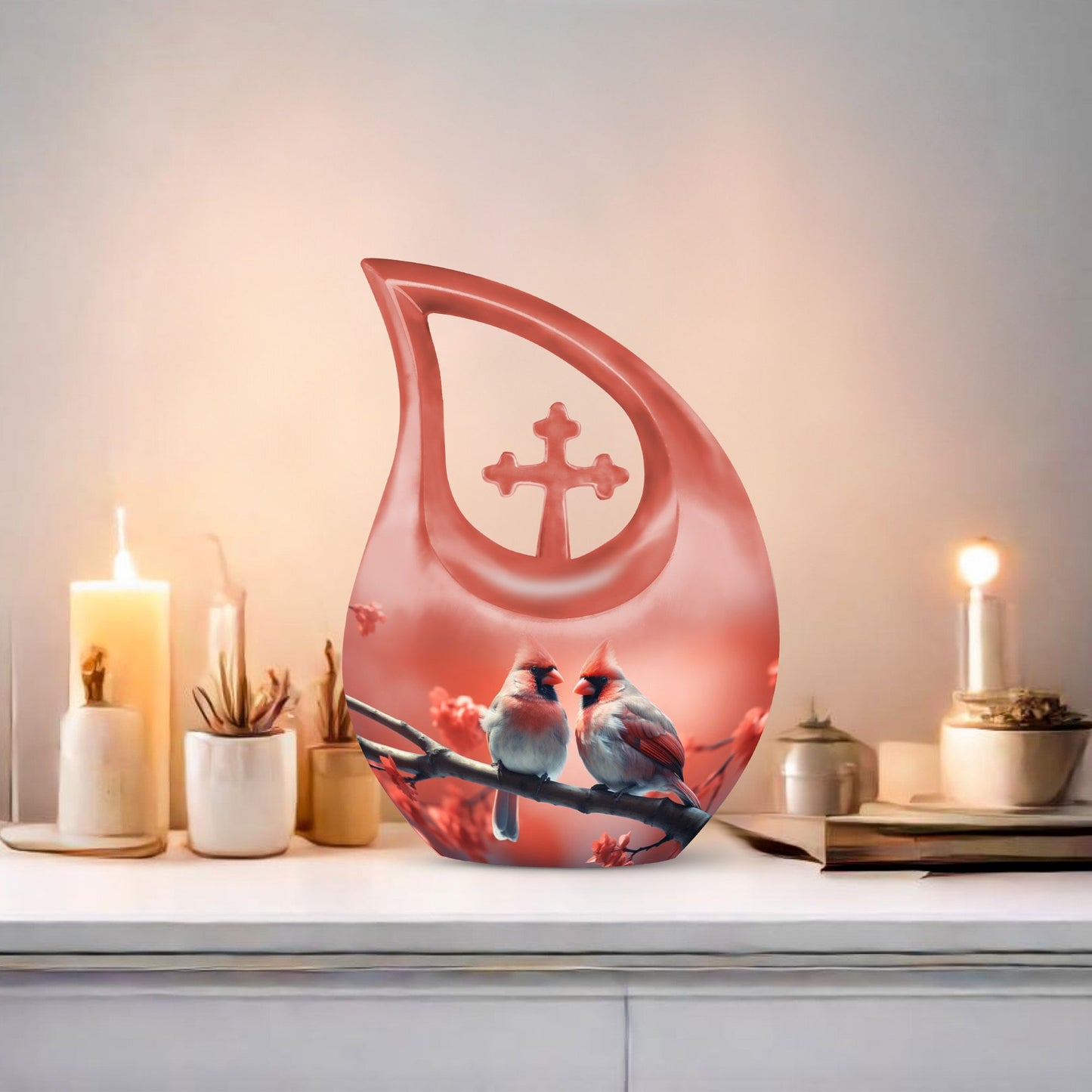 10-inch Cardinal Birds Urn 