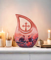 10 inch Cardinal Birds Themed Cross Drop Urn