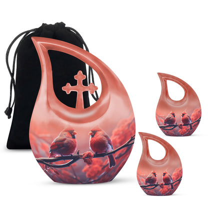 10 inch Cardinal Birds Themed Cross Drop Urn