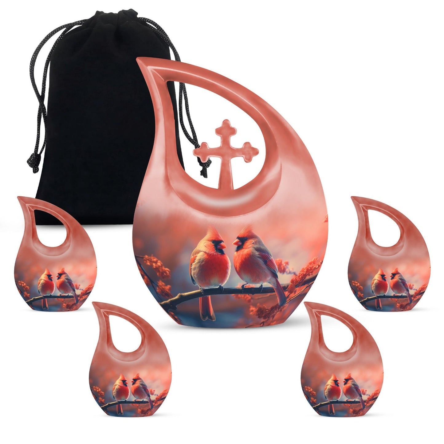 Cardinal Bird Memorial Ashes Urn - Beach Cremation Urn For Ashes