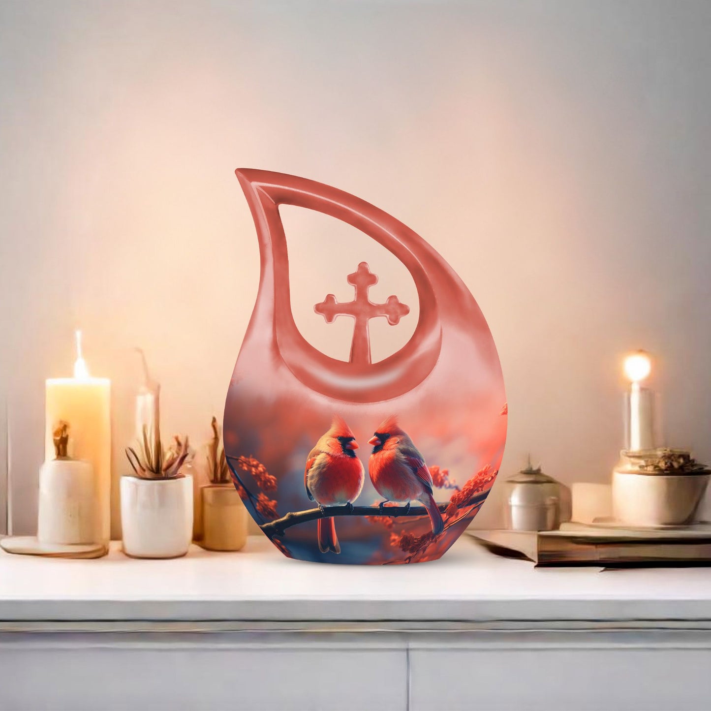 10-inch Cardinal Birds Urn,