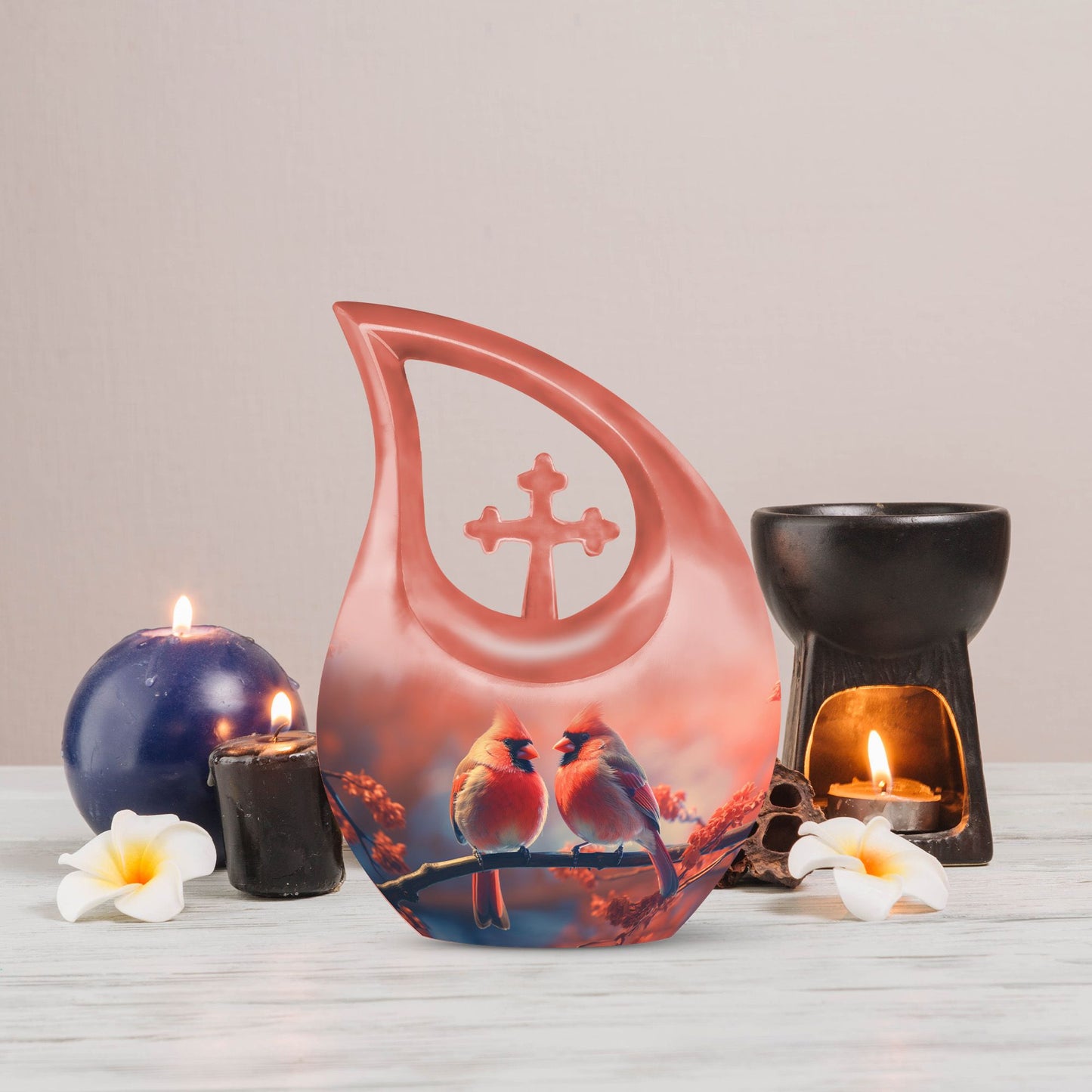 10-inch Cardinal Birds Urn,