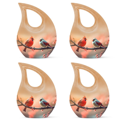 10-inch Cardinal Birds Cross Drop Urn, 