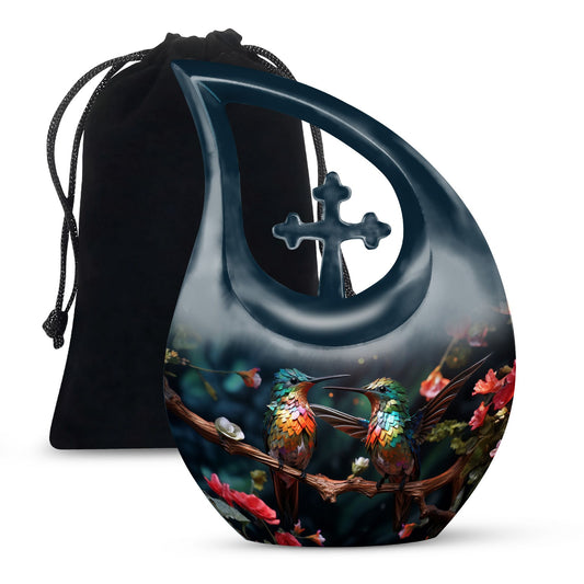 10-inch Cross Drop Humming Bird Urn