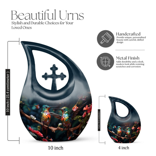10-inch Cross Drop Humming Bird Urn