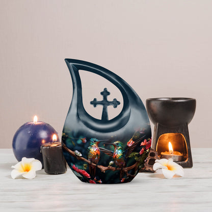 10-inch Cross Drop Humming Bird Urn