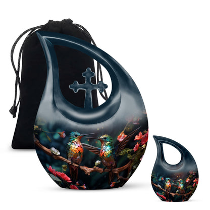 10-inch Cross Drop Humming Bird Urn