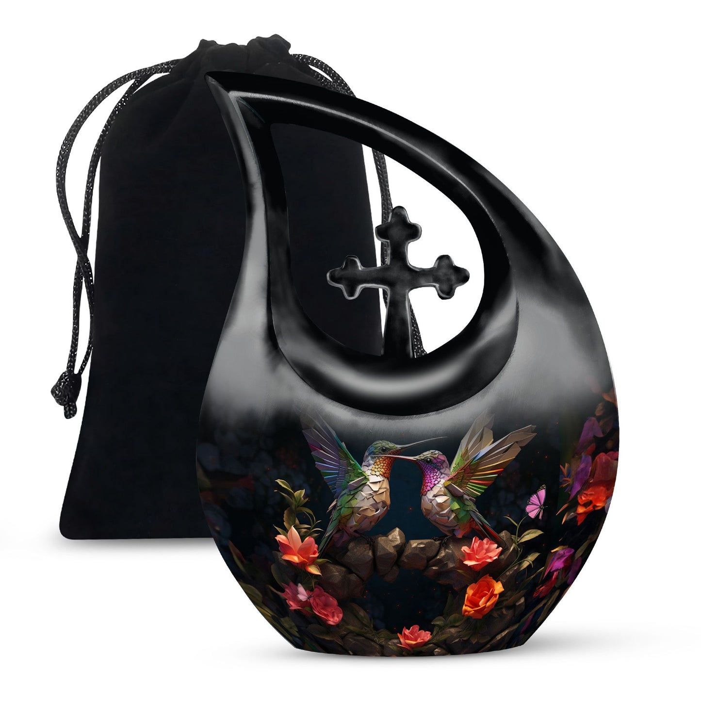10-inch Humming Bird Cross Drop Urn 