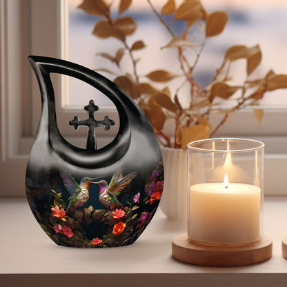 10-inch Humming Bird Cross Drop Urn 