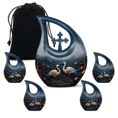 10-inch illustration forest themed Cross Drop urn