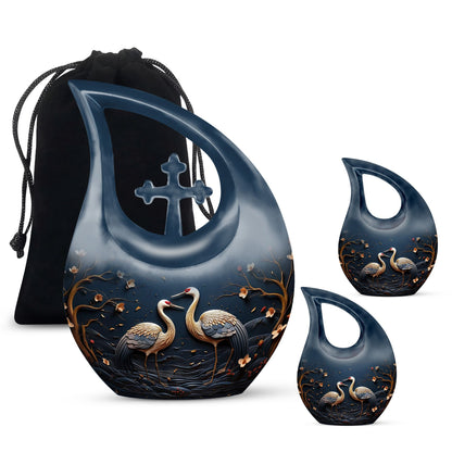 10-inch illustration forest themed Cross Drop urn