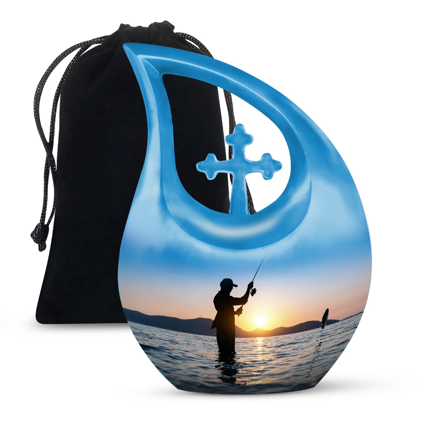 10 Inch Cross Drop Fisherman Urn 
