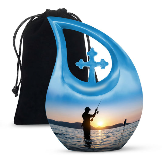 10 Inch Cross Drop Fisherman Urn 
