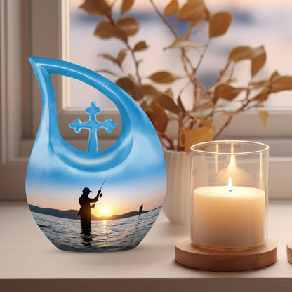10 Inch Cross Drop Fisherman Urn 