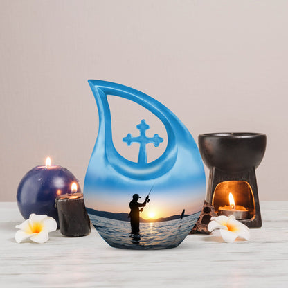 10 Inch Cross Drop Fisherman Urn 
