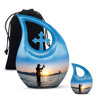 10 Inch Cross Drop Fisherman Urn 