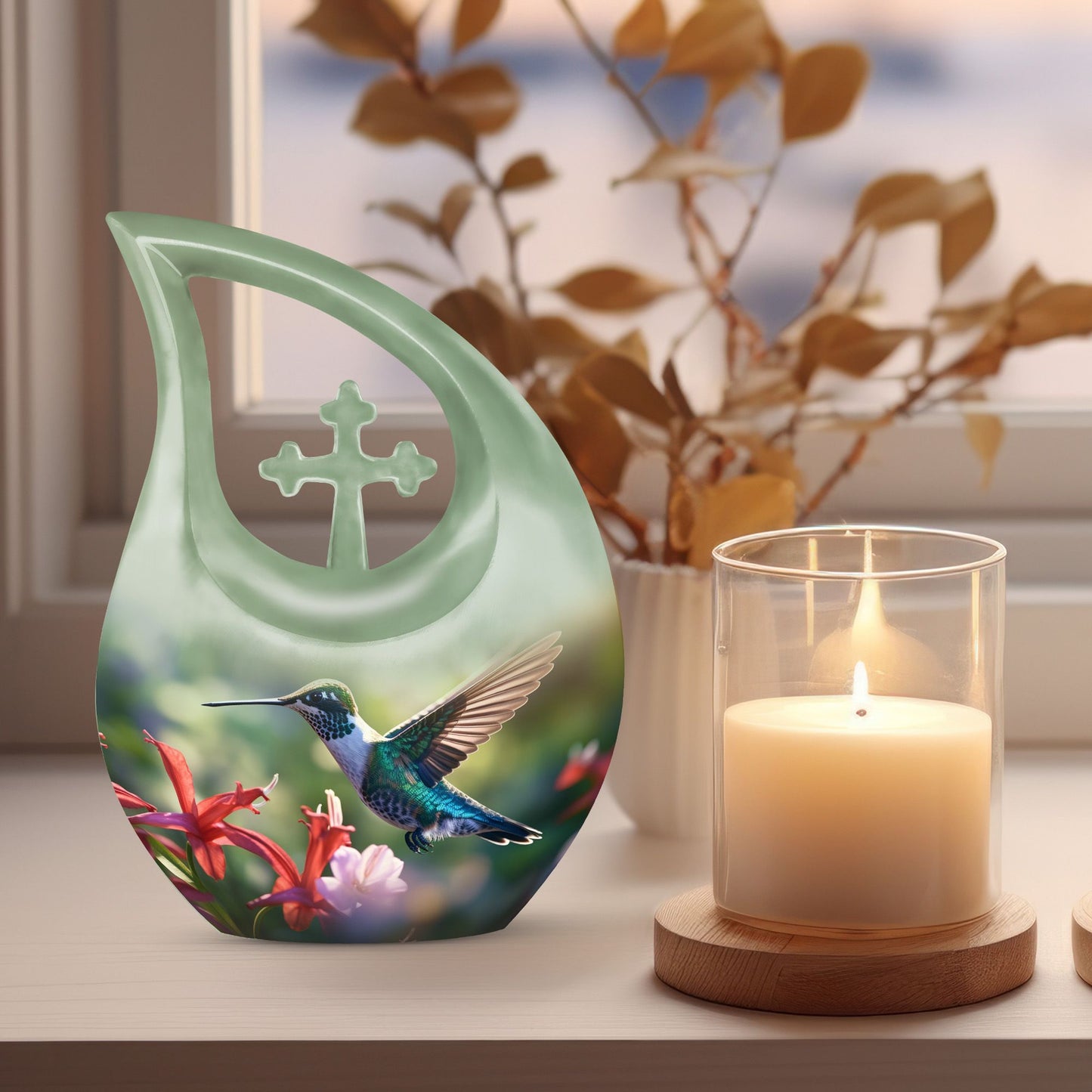 10 inch Humming Bird Cremation Urn, 