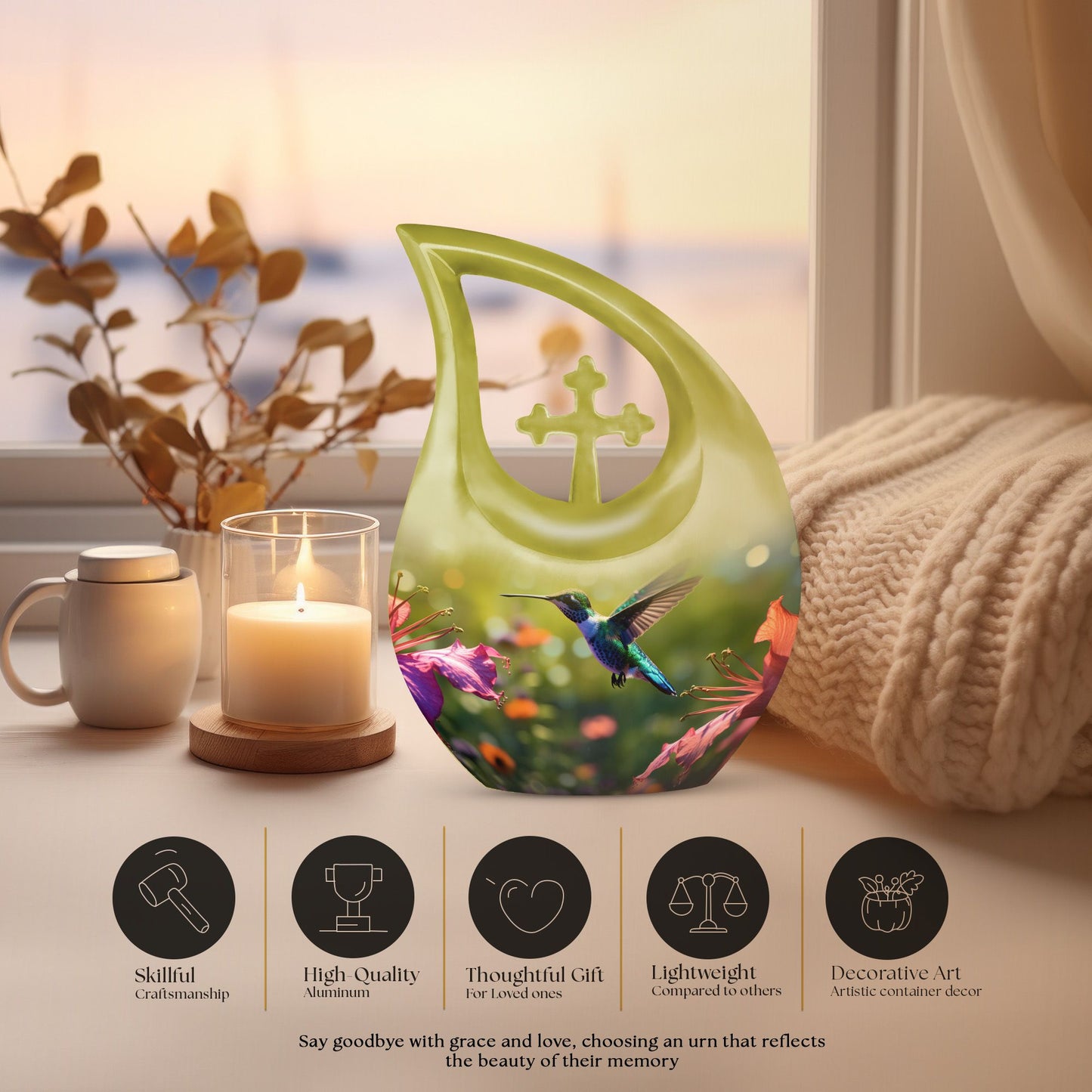 10 Inch Humming Bird Cremation Urn 