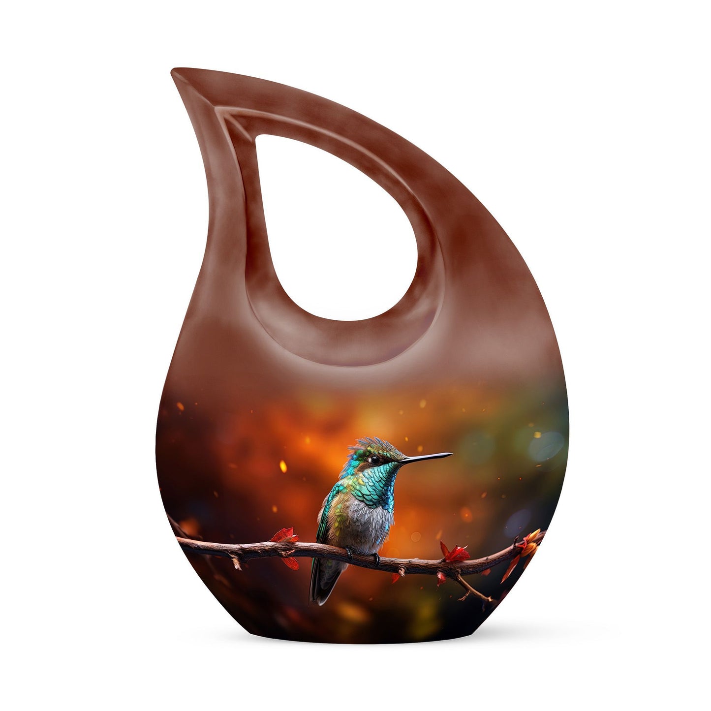 10 inch cross drop design humming bird urn