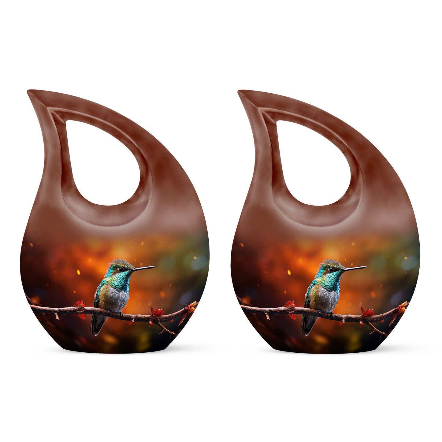 10 inch cross drop design humming bird urn