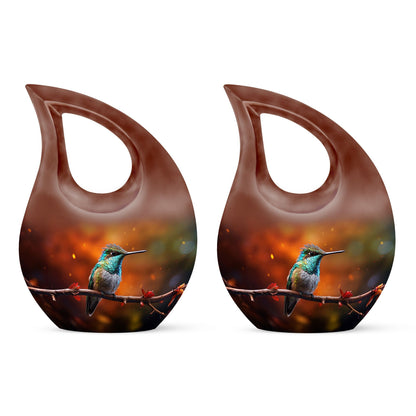 10 inch cross drop design humming bird urn