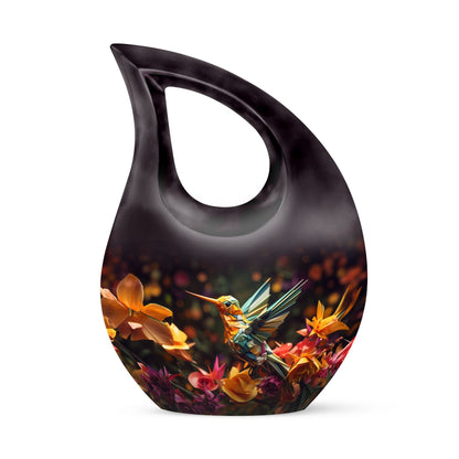 10 Inch Cross Drop Design Humming Bird Urn