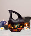 10 Inch Cross Drop Design Humming Bird Urn