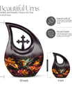 10 Inch Cross Drop Design Humming Bird Urn