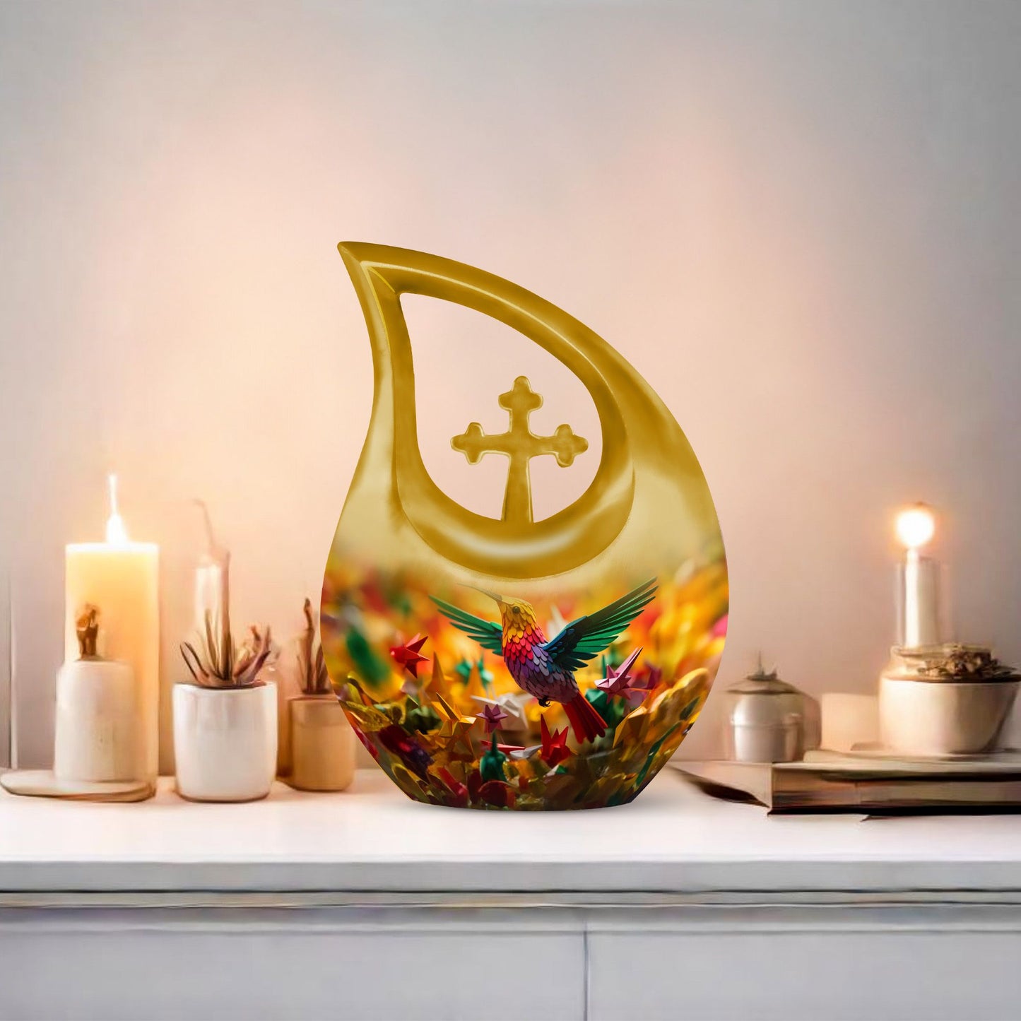 10-inch aluminium Humming Bird Urn