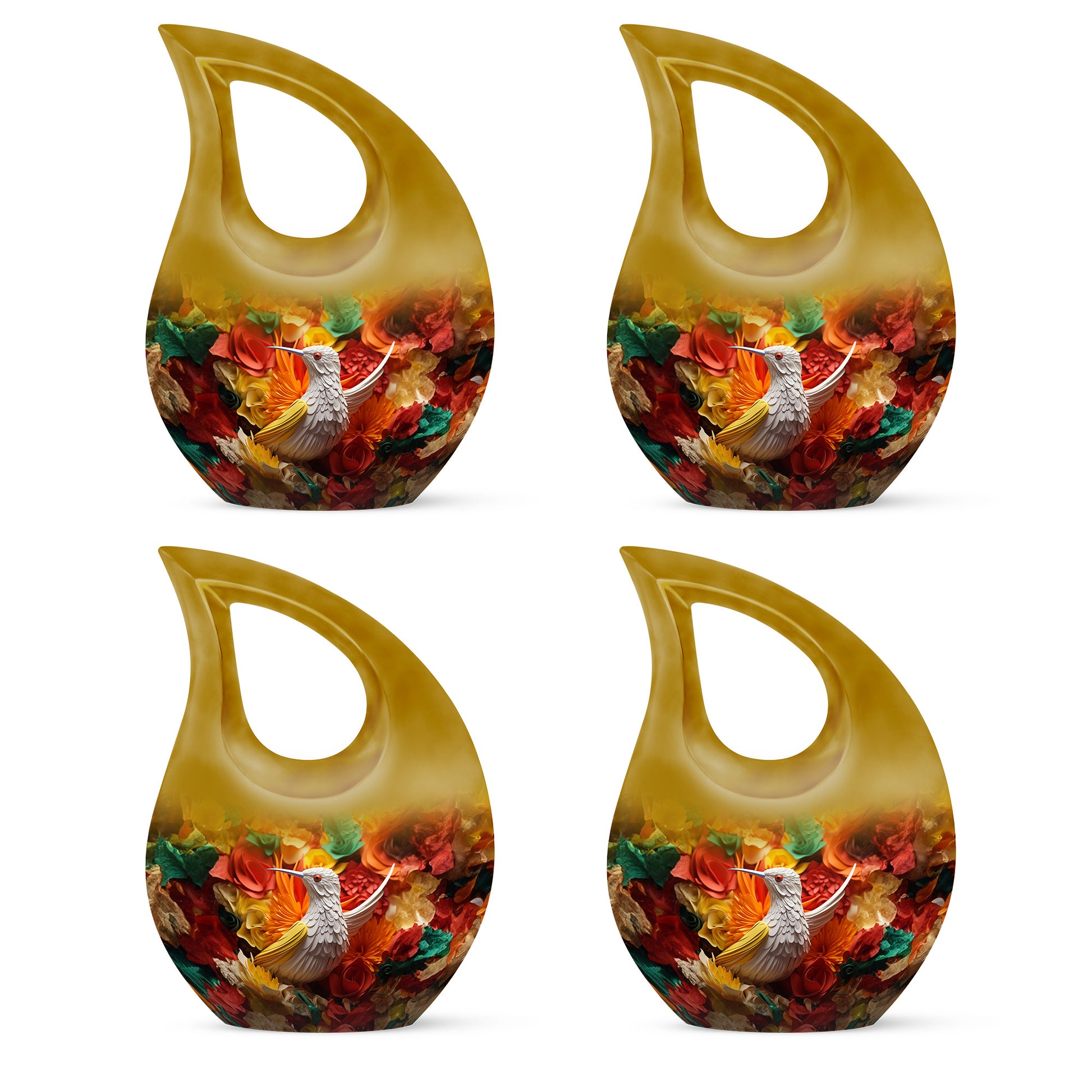 Unique Humming Bird Funeral Urn - Colorful Floral Memorial Urn For Ashes