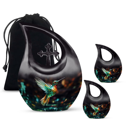 Hummingbird themed,10-inch aluminium memorial cremation urn 