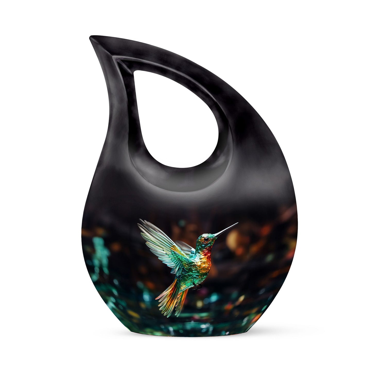 Hummingbird themed,10-inch aluminium memorial cremation urn 