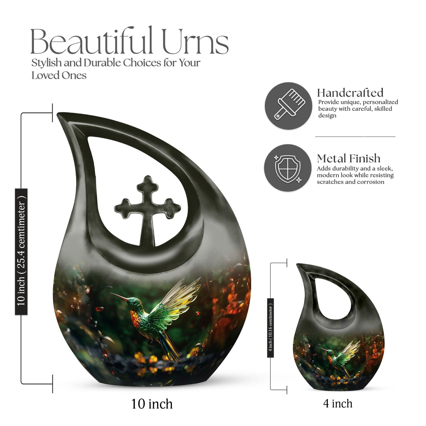 10-inch aluminium Humming Bird Urn 