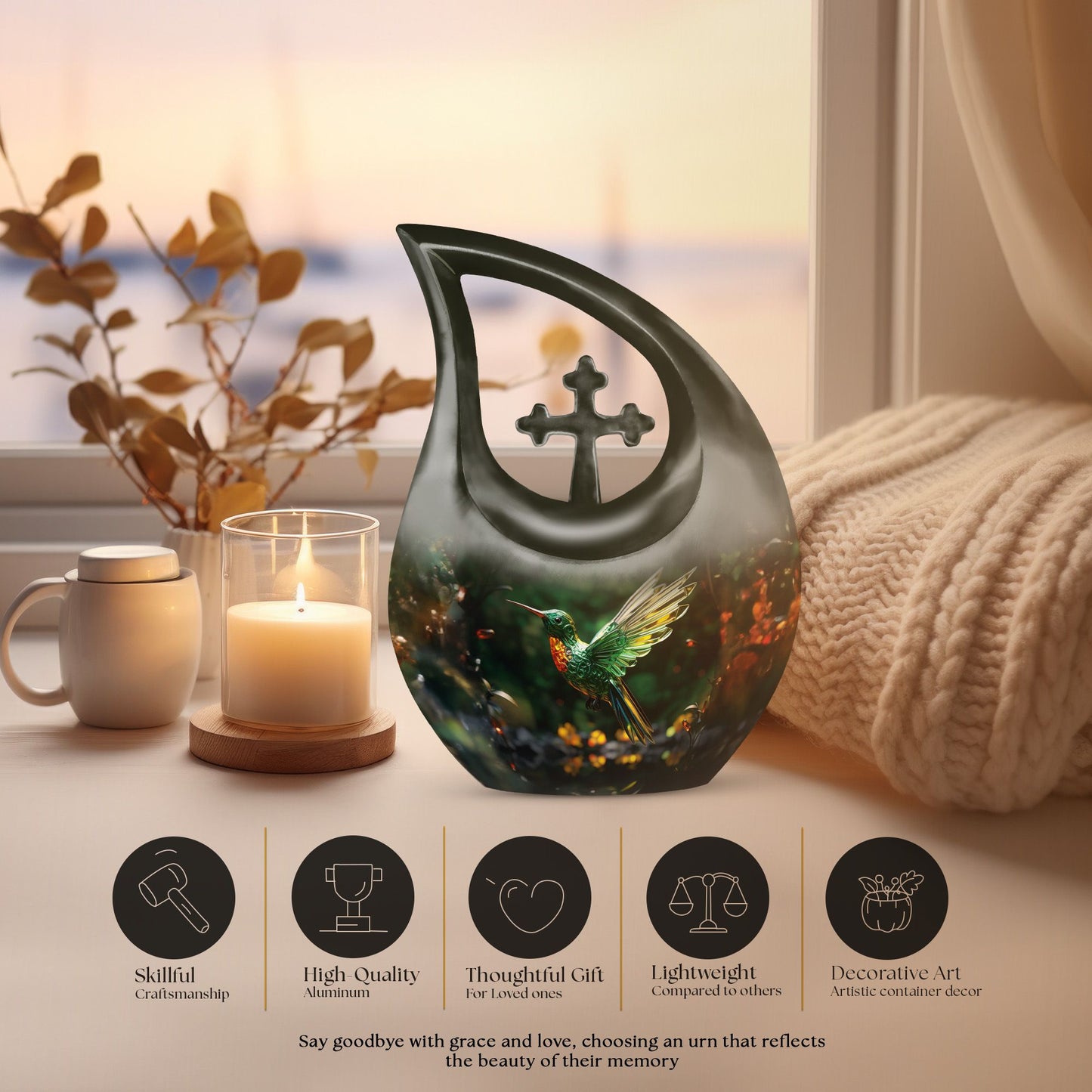 10-inch aluminium Humming Bird Urn 