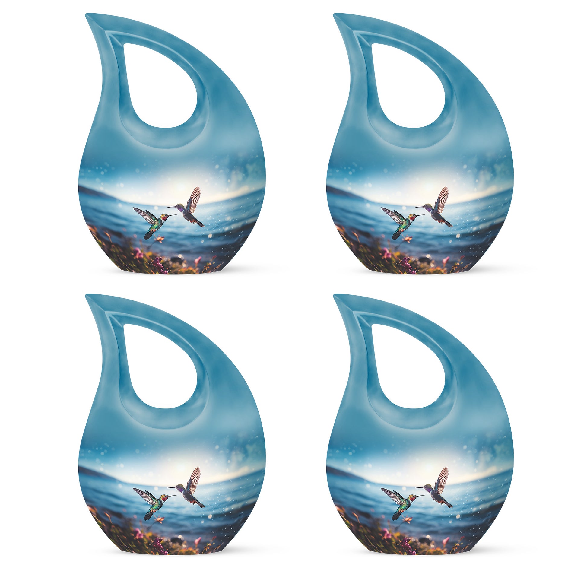 Humming Bird Pair Memorial Urn - Ocean Funeral Urn For Burial