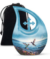 10 inch aluminium Cross Drop design Humming Bird Urn 