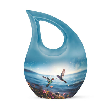 10 inch aluminium Cross Drop design Humming Bird Urn 