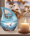 10 inch aluminium Cross Drop design Humming Bird Urn 