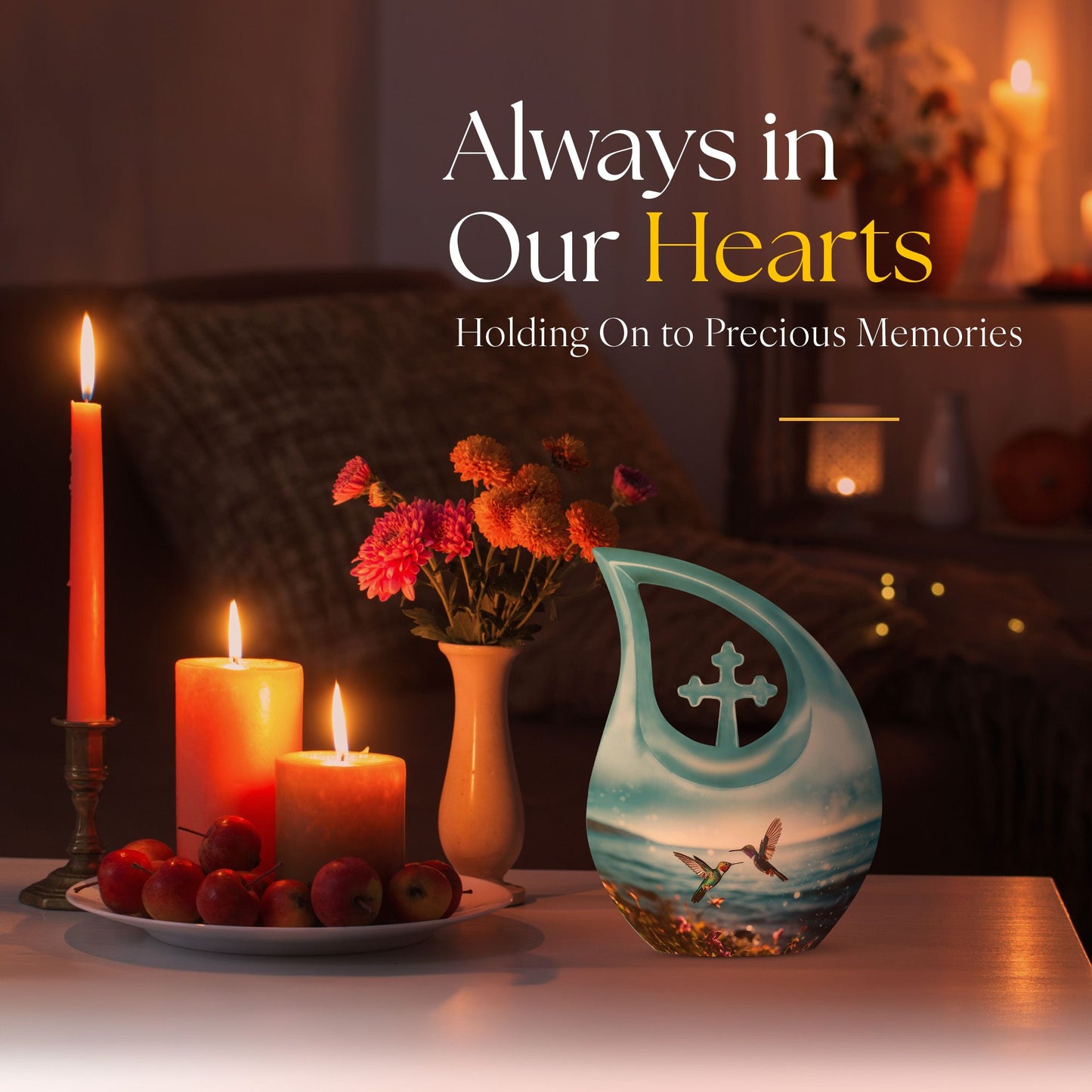 10 inch aluminium Cross Drop design Humming Bird Urn 