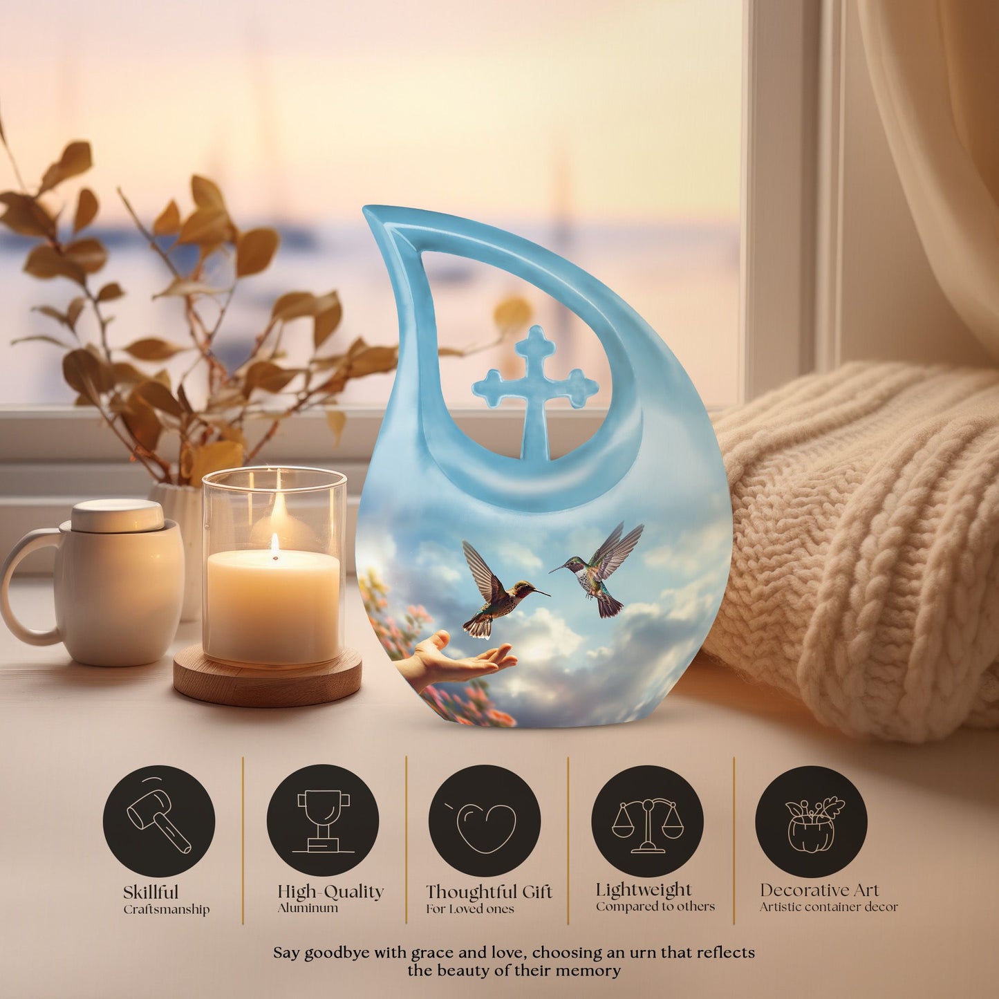 10 Inch Humming Bird Urn