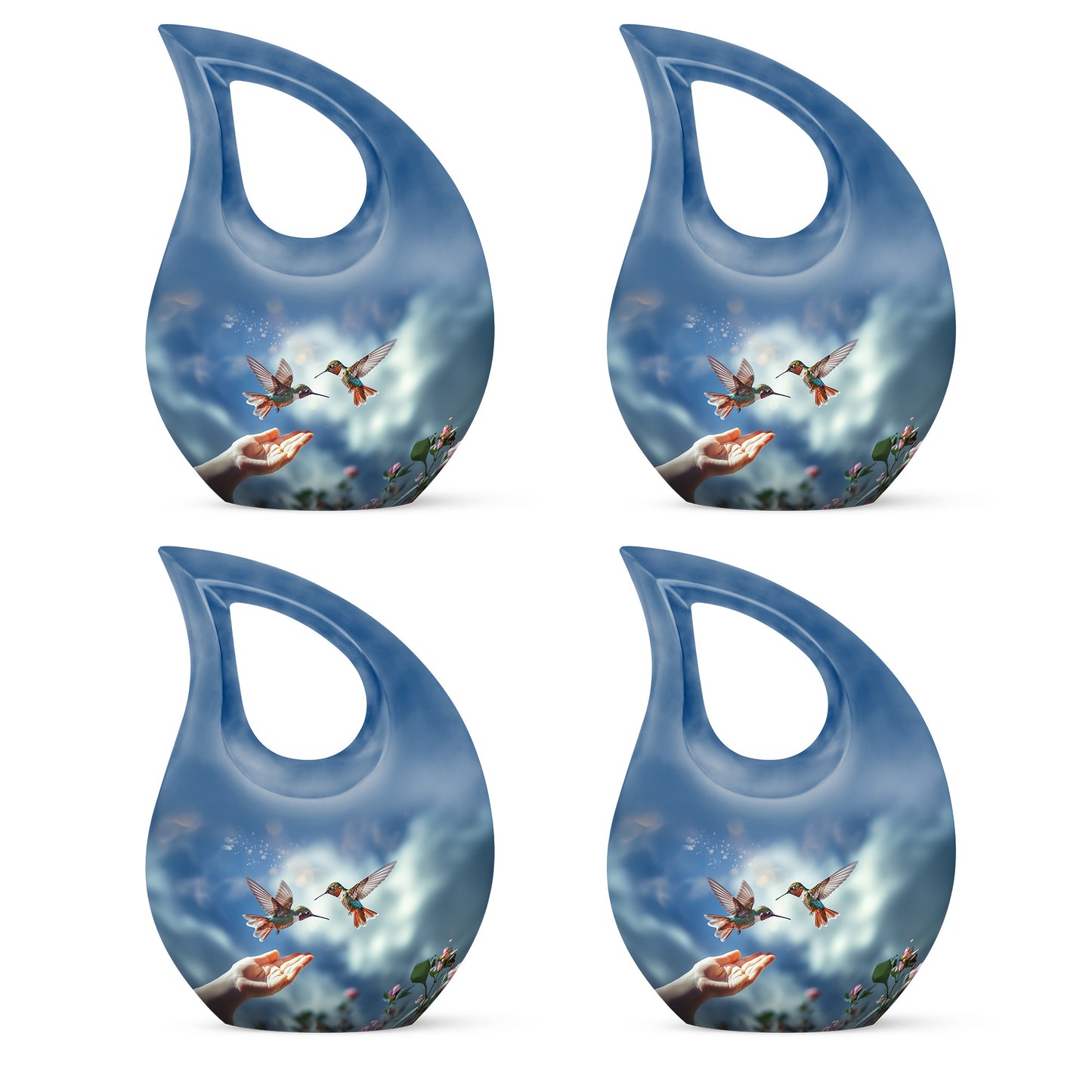 Blue Personalized Bird Cremation Urn for Human Ashes - 10-inch, 200 cu in - Yatskia
