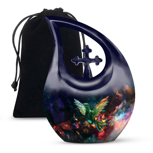 10-inch aluminum Cross Drop Humming Bird Urn, 