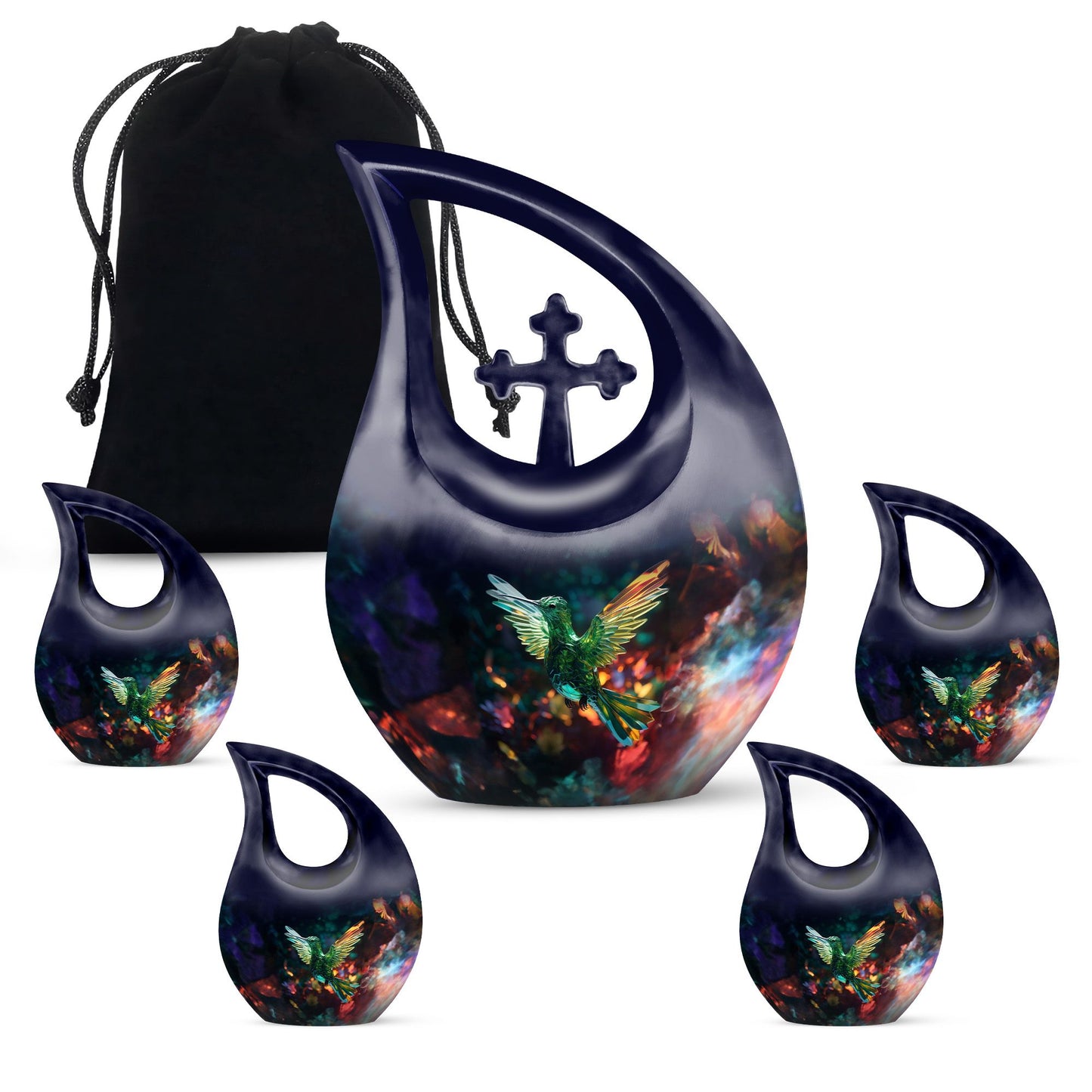 10-inch aluminum Cross Drop Humming Bird Urn, 