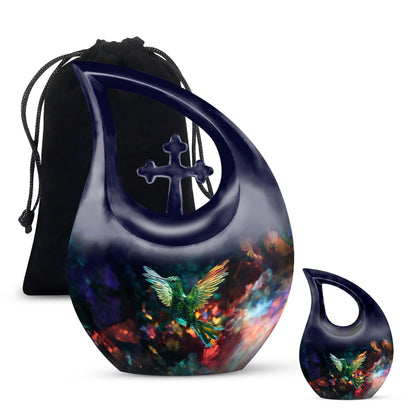 10-inch aluminum Cross Drop Humming Bird Urn, 